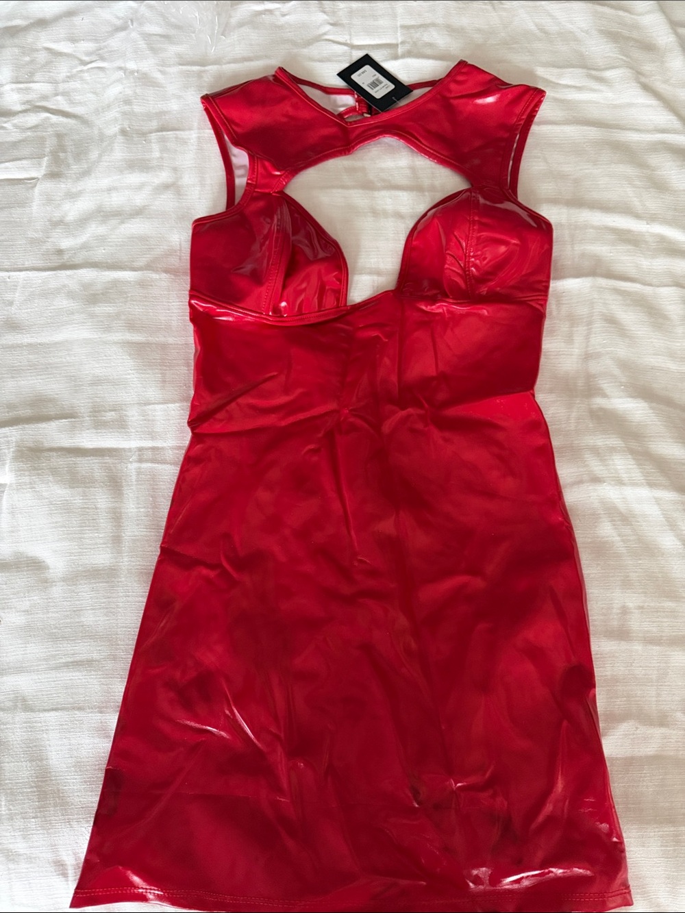 Frederick's of Hollywood Red Vinyl Cutout Chemise